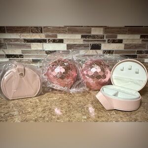 Set of 2 Disco Ball drinking cups with straw & Set of 2 travel jewelry box